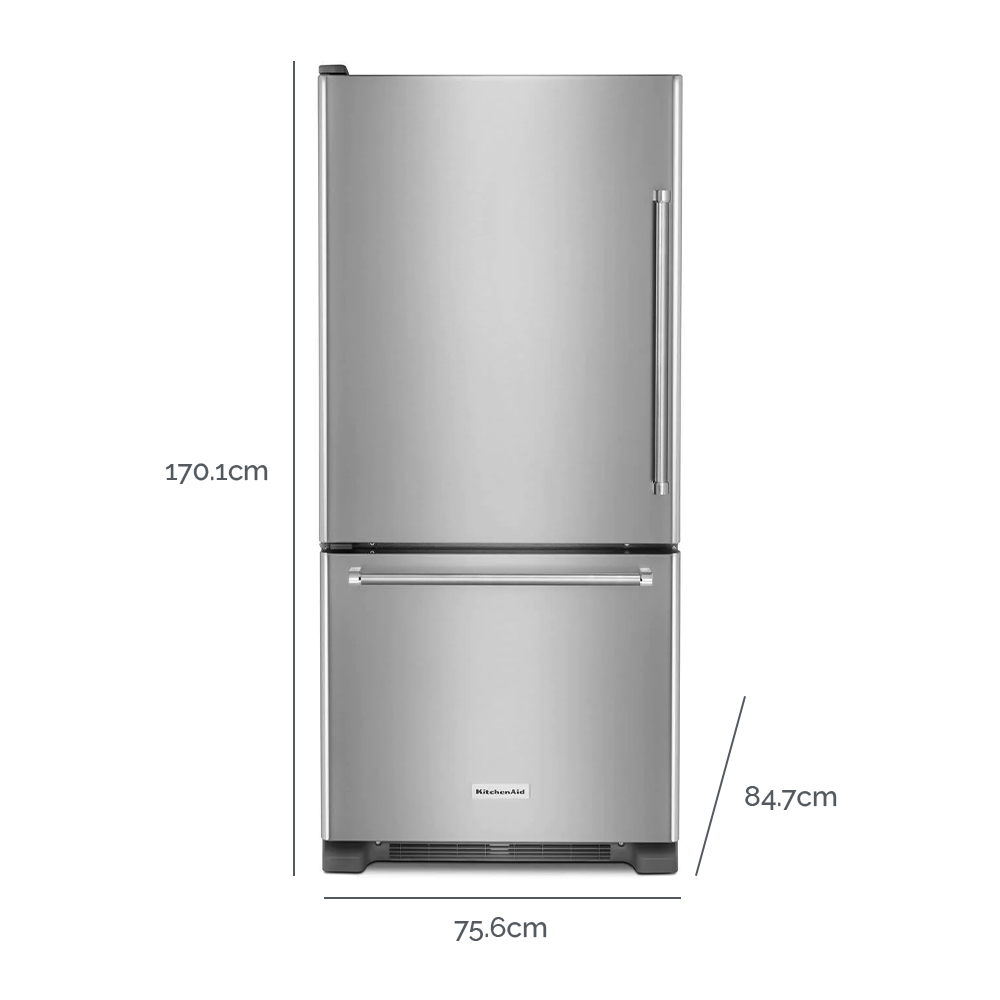 KitchenAid - Refrigeradora 19 PCU con Bottom Freezer - KRBL109ESS