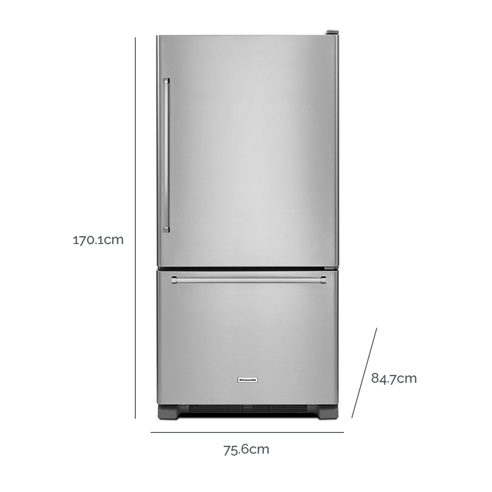 KitchenAid - Refrigeradora 19 PCU con Bottom Freezer - KRBR109ESS